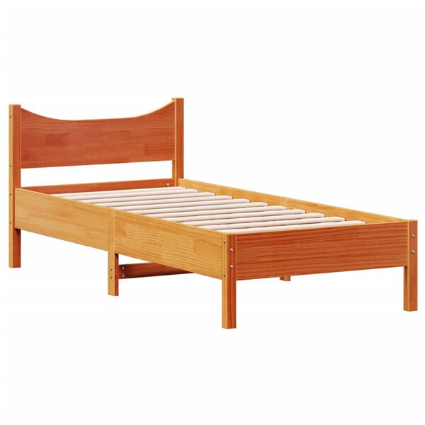 vidaXL Cama sem colch&atilde;o 90x200 cm pinho maci&ccedil;o castanho-mel