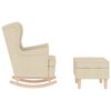 vidaXL Cadeira de baloi&ccedil;o com apoio de p&eacute;s tecido cor creme