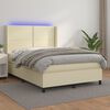 vidaXL Cama box spring c/ colch&atilde;o/LED 140x190cm couro artificial creme