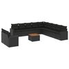 vidaXL 12 pcs conjunto de sof&aacute;s de jardim c/ almofad&otilde;es vime PE preto