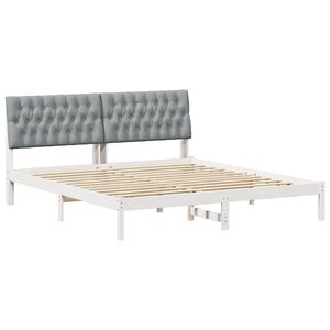 vidaXL Estrutura de Cama com Cabeceira Estofada Branco 180 x 200 cm