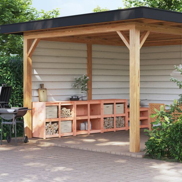 vidaXL Arm&aacute;rios de cozinha p/ exterior 3 pcs madeira de douglas maci&ccedil;a