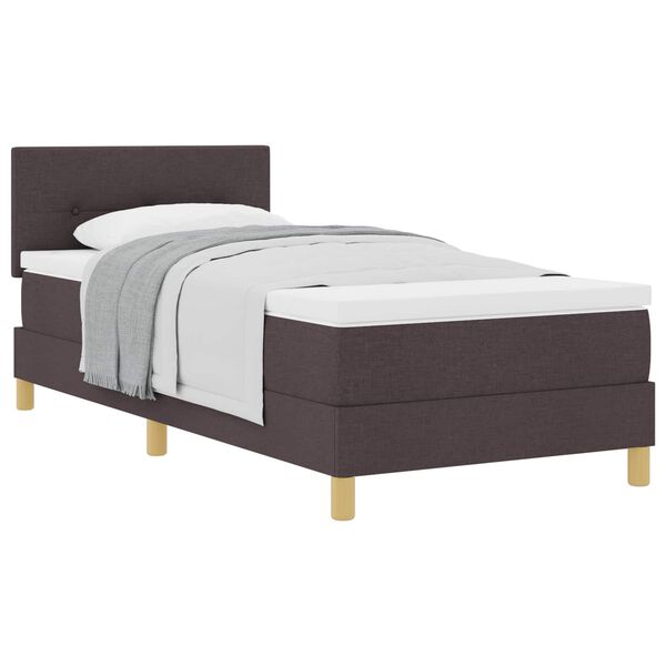 vidaXL Cama Box com colch&atilde;o Marrom Escuro 90 x 190 cm tecido