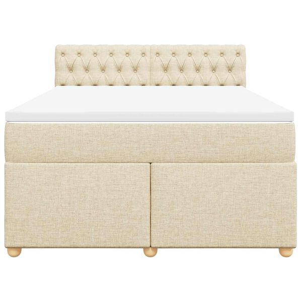 vidaXL Cama com molas/colch&atilde;o 140x190 cm tecido cor creme