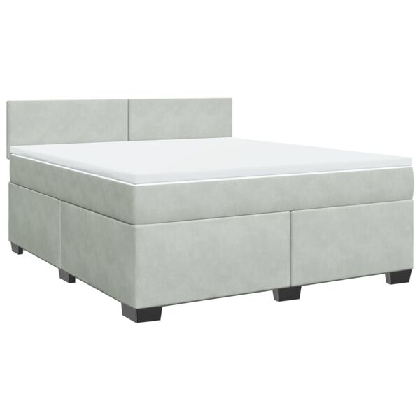 vidaXL Cama com molas/colch&atilde;o 180x200 cm veludo cinzento-claro