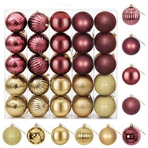 vidaXL Conjunto de Bolas de Natal 50 unid. Dourado e vermelho vinho