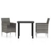 vidaXL 3 pcs conj. de jantar para jardim c/ almofad&otilde;es cinzento/preto