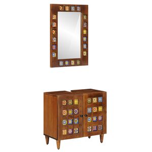 vidaXL Conjunto de M&oacute;veis para Banheiro com porta 2 pcs Nogueira