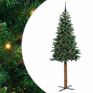 vidaXL &Aacute;rvore de Natal Slim com 300 LEDs com suporte Verde 210 cm