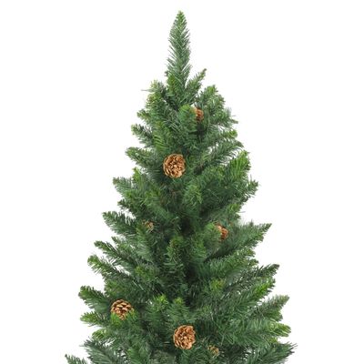 vidaXL Árvore de Natal pré-iluminada com pinhas 210 cm verde