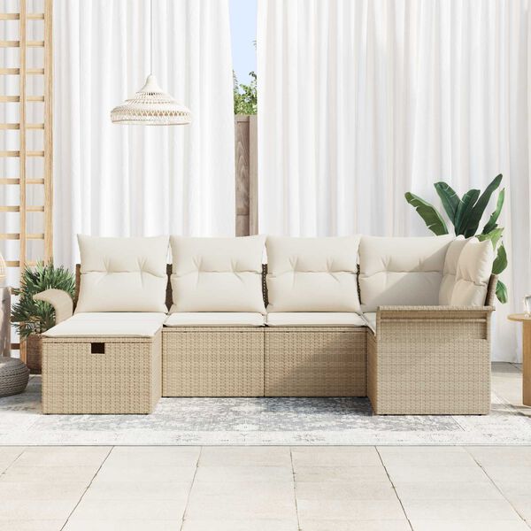 vidaXL Conjunto de Sofá de Jardim 6 pcs Bege Rattan Sintético