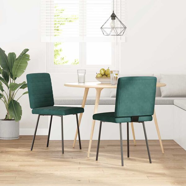 vidaXL Cadeiras de jantar 2 pcs veludo verde-escuro
