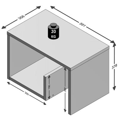 FMD Mesa de centro 2-em-1 59,1x35,8x37,8 cm branco