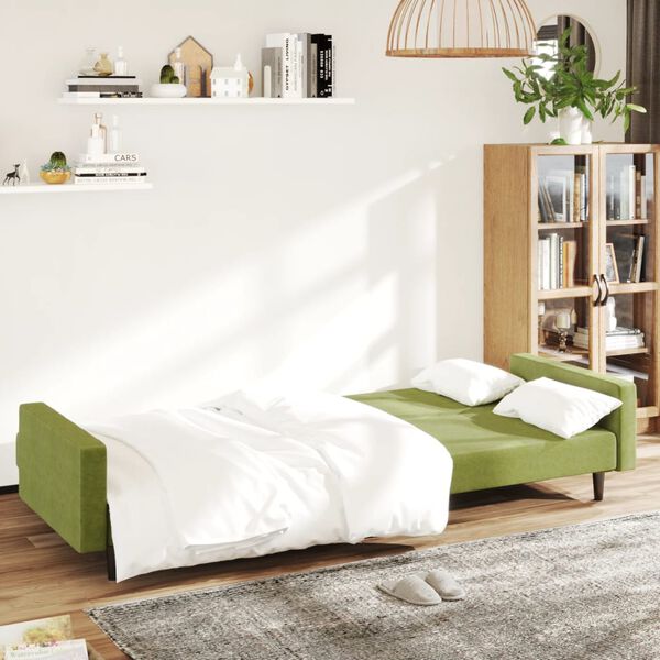 vidaXL Sof&aacute;-cama de 2 lugares veludo verde-claro