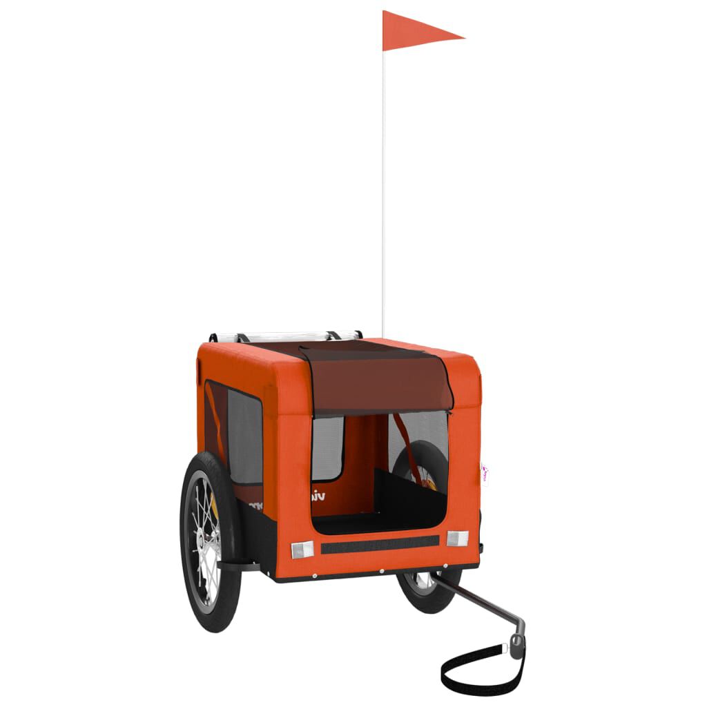 vidaXL Reboque bicicleta p/ animais tecido oxford/ferro laranja/preto