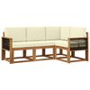 vidaXL Conjunto de Sof&aacute;s para Exterior 4 pcs Natural e Creme Poli&eacute;ster