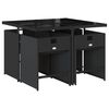 vidaXL 5 pcs conjunto de jantar p/ jardim c/ almofad&otilde;es vime PE preto