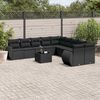 vidaXL 11 pcs conjunto sofás de jardim c/ almofadões vime PE preto