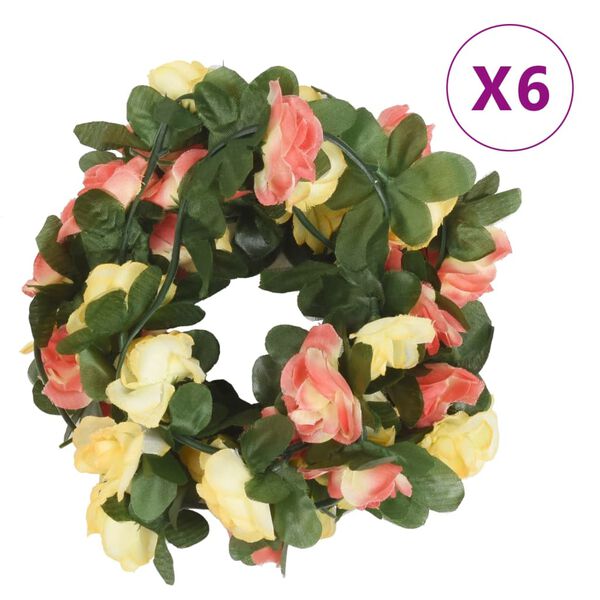 vidaXL Grinaldas de flores de Natal 6 pcs 250 cm vermelho pôr-do-sol