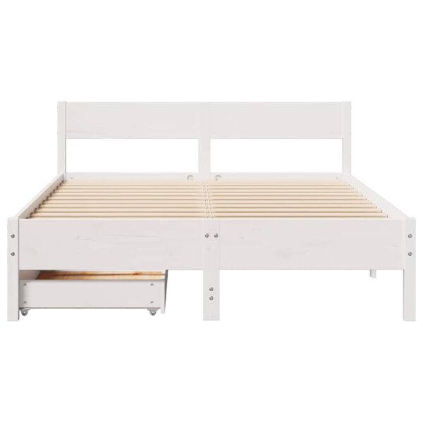 vidaXL Cama sem colch&atilde;o 120x190 cm madeira de pinho maci&ccedil;a branco