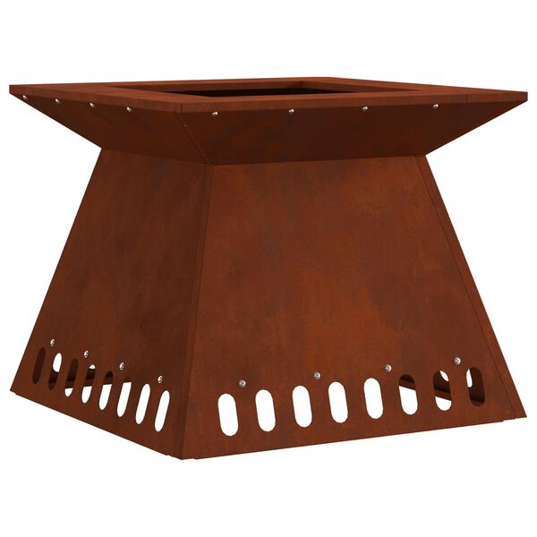 vidaXL Fire Pit Castanho 48 x 48 x 40 cm A&ccedil;o resistente &agrave;s intemp&eacute;ries