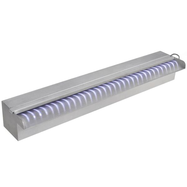 vidaXL Fonte para piscina retangular com LEDs 60 cm a&ccedil;o inoxid&aacute;vel