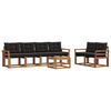 vidaXL Conjunto de Sof&aacute;s para Exterior 7 pcs Natural e Preto
