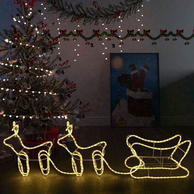 vidaXL Decoração de Natal renas e trenó de exterior 576 luzes LED