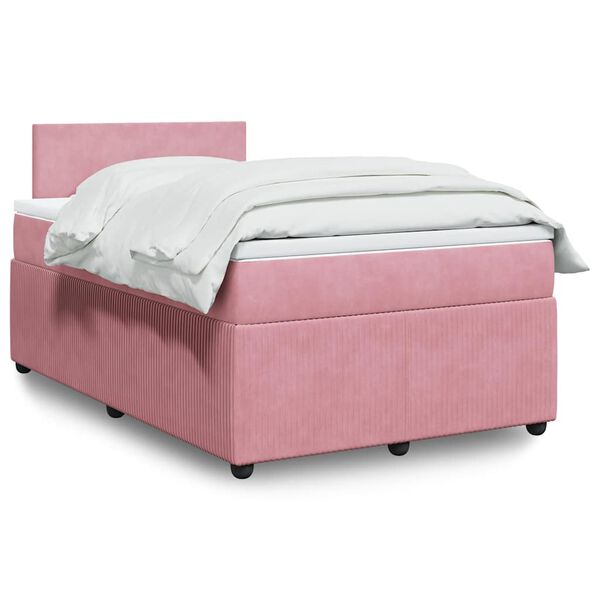vidaXL Cama boxspring com colch&atilde;o 120x190 cm veludo rosa