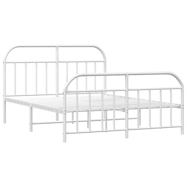 vidaXL Estrutura de cama com cabeceira e pés 183x213 cm metal branco