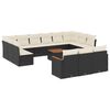 vidaXL 14 pcs conjunto de sof&aacute;s p/ jardim c/ almofad&otilde;es vime PE preto