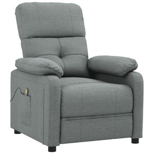 vidaXL Poltrona de massagens tecido cinzento-escuro