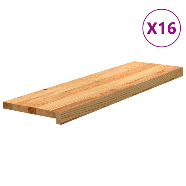 vidaXL Tapetes de escada 16 pcs 90x25x2 cm carvalho castanho-claro