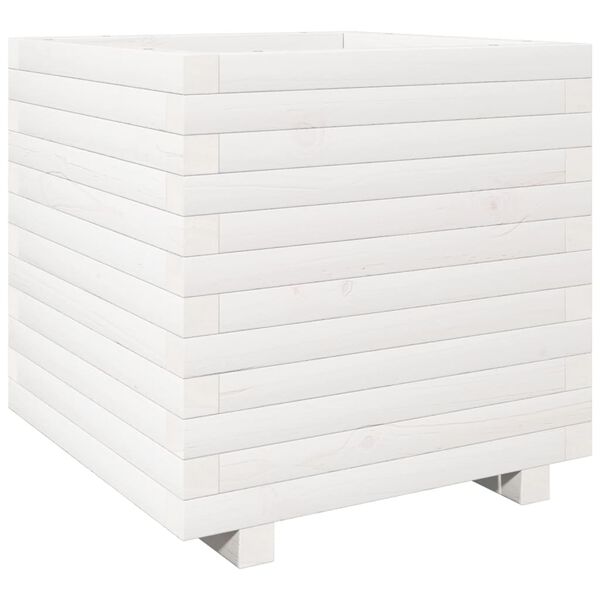 vidaXL Vaso/floreira de jardim 50x50x49,5 cm pinho maciço branco