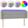 vidaXL Cabeceira cama c/ luzes LED tecido 147x16x78/88 cm cinza-claro
