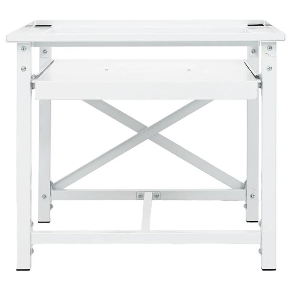 vidaXL Suporte m&aacute;quina lavar c/ prateleira extra&iacute;vel branco