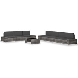 vidaXL 8 pcs conjunto lounge de jardim vime PE cinzento