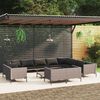 vidaXL 13 pcs conj. lounge jardim c/ almofad&otilde;es vime PE cinza-escuro