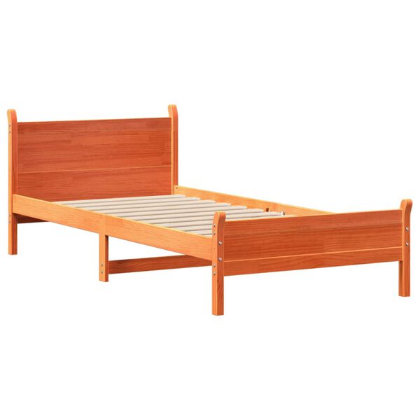vidaXL Cama sem colch&atilde;o 100x200 cm pinho maci&ccedil;o castanho-mel