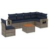 vidaXL Conjunto de sof&aacute; de jardim com 7 pe&ccedil;as e almofadas em rattan sint&eacute;tico cinza