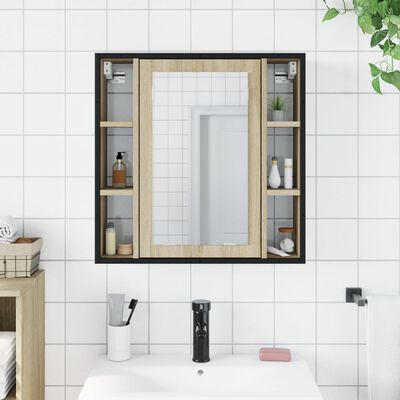 vidaXL Armário casa banho c/ espelho derivados madeira carvalho sonoma