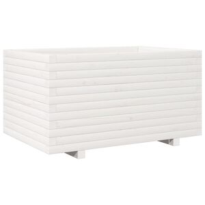 vidaXL Vaso/floreira de jardim 90x60x49,5 cm pinho maci&ccedil;o branco