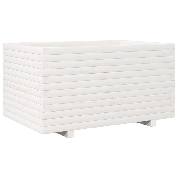 vidaXL Vaso/floreira de jardim 90x60x49,5 cm pinho maci&ccedil;o branco