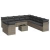 vidaXL 12 pcs conjunto de sof&aacute;s jardim c/ almofad&otilde;es vime PE cinzento