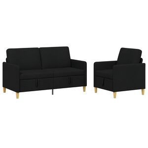 vidaXL Conjunto de Sof&aacute; com Armazenamento 2 unid. Preto Poli&eacute;ster