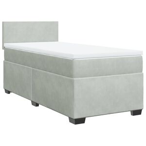 vidaXL Cama com molas/colch&atilde;o 80x200 cm veludo cinza-claro