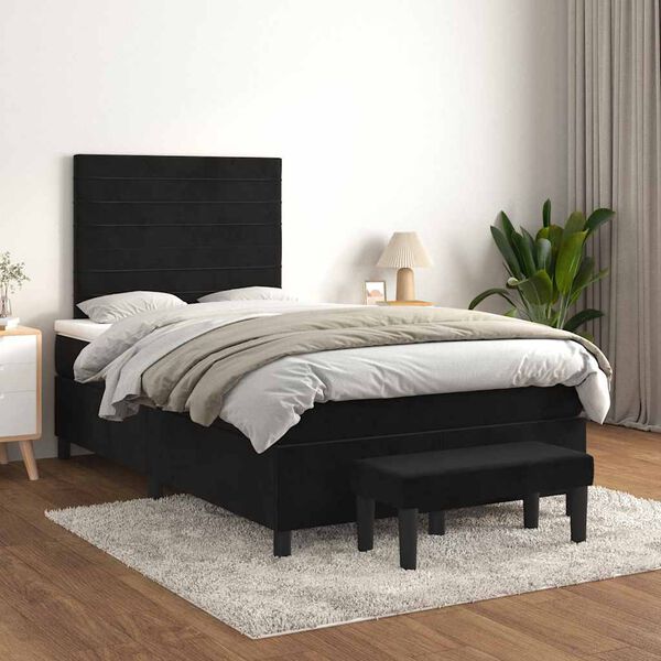 vidaXL Cama boxspring com colch&atilde;o 120x190 cm veludo preto