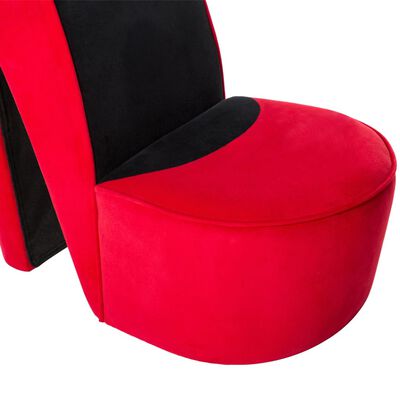 vidaXL Cadeira estilo sapato de salto alto veludo vermelho