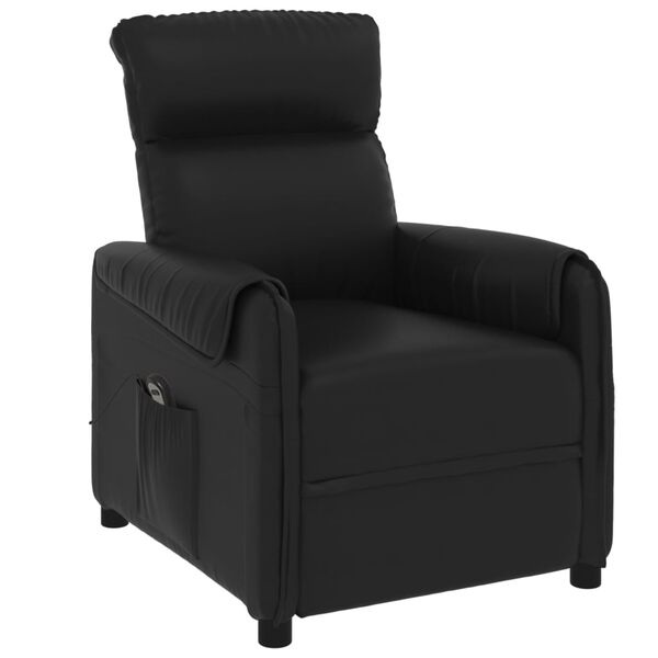 vidaXL Poltrona reclin&aacute;vel el&eacute;trica couro artificial preto