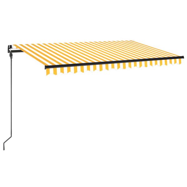 vidaXL Toldo retr&aacute;til manual 450x300 cm amarelo e branco